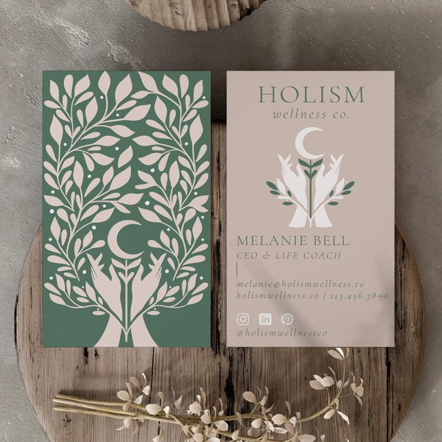 Carte De Visite Santé et bien-être holistique Mains de guérison Cé (Holistic Health & Wellness Healing Hands Celestial Business Card)