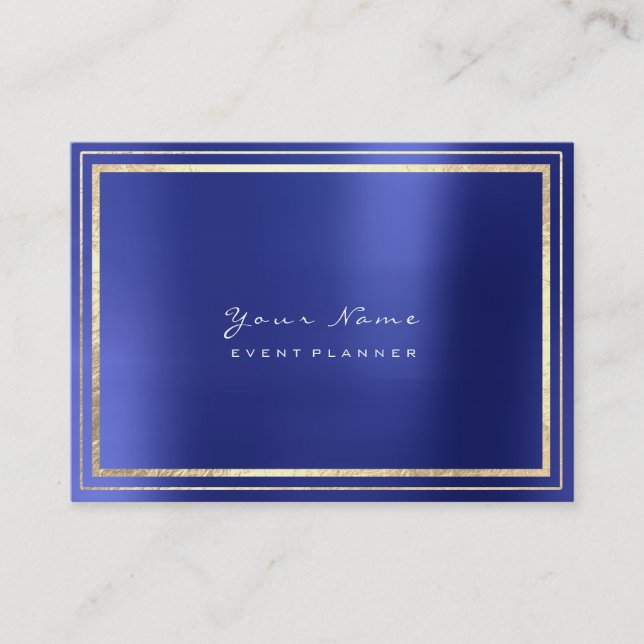 Carte De Visite Sapphire de cobalt métallique minime encadré d'or  (Devant)