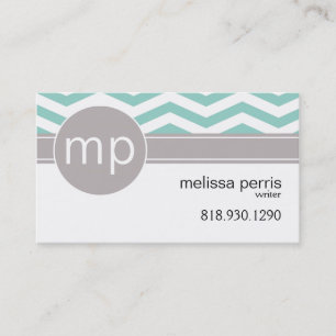 Carte De Visite Sarcelle d'hiver chic du monogramme de Chevron