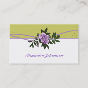 Carte De Visite Saule violet rose vert olive, blanc floral