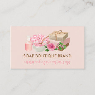 Carte De Visite Savon artisanal fait main illustration rose tendre