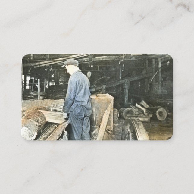 Carte De Visite Sawmill Workers Magic Lantern Slide Vintage (Devant)