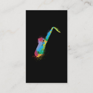Carte De Visite Saxophone coloré Rétro Music Lover Saxophoniste
