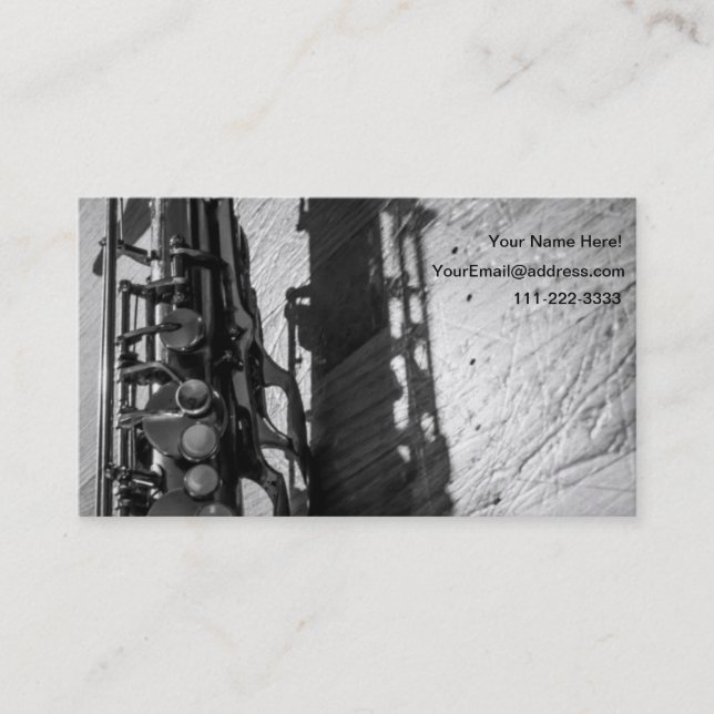 Carte De Visite Saxophone locataire noir et blanc (Devant)