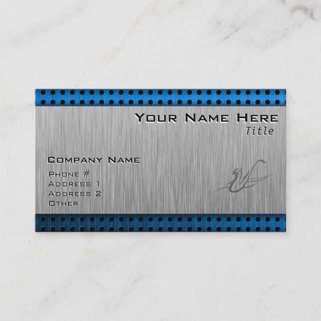 Carte De Visite Saxophone ; Métal-regard balayé (Devant)