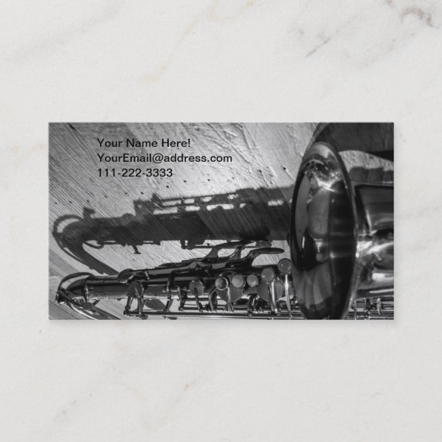 Carte De Visite Saxophone noir et blanc de tenor (Devant)