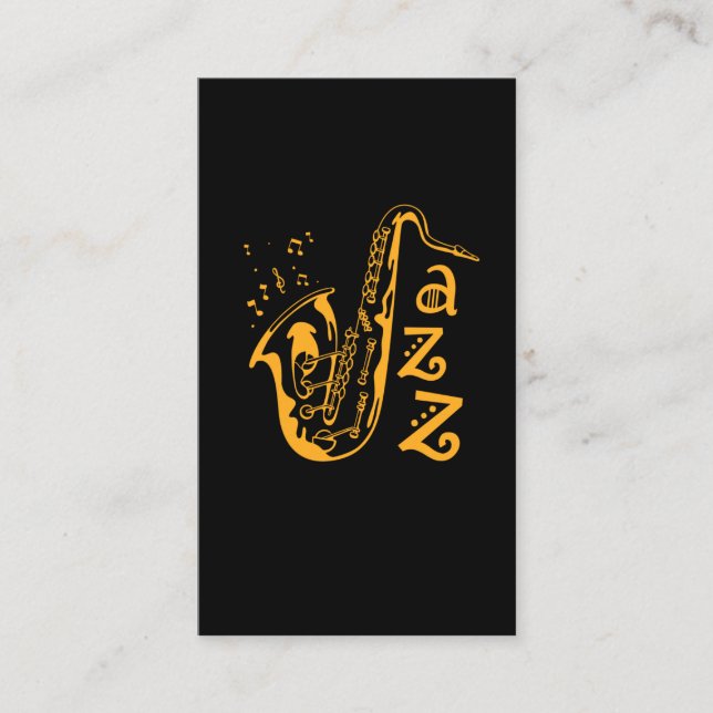 Carte De Visite Saxophone Player Jazz Music Notes musicales (Devant)