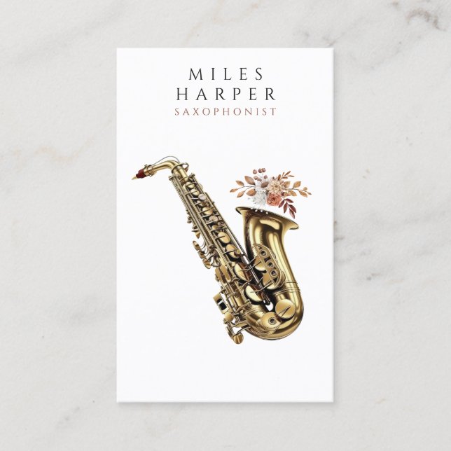 Carte De Visite Saxophone Saxophoniste Musicien Enseignant (Devant)