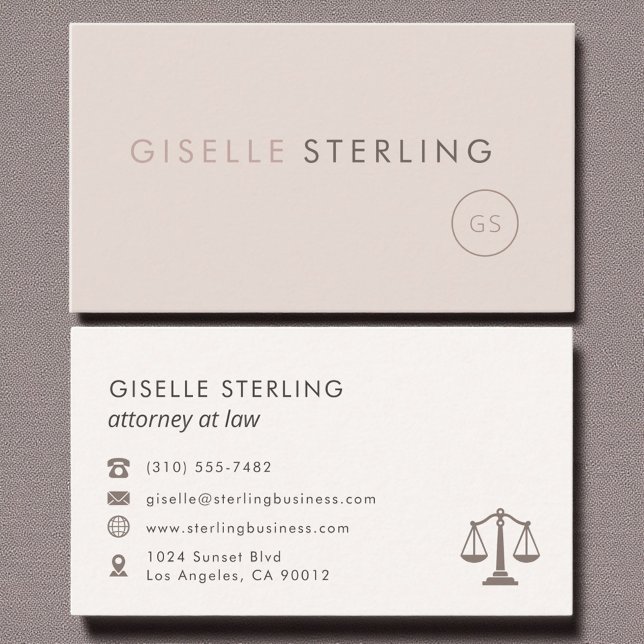 Carte De Visite Scales of Justice Attorney at Law Blush Pink  (Créateur téléchargé)