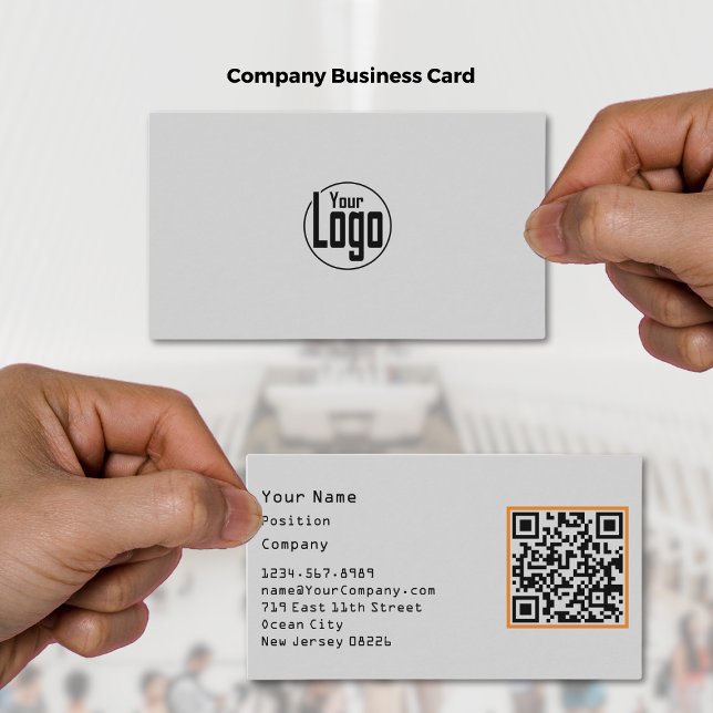 Carte De Visite Scannable Grey Black & Orange Accents Company (Scannable Gray Black & Orange Accents Company Business Card)