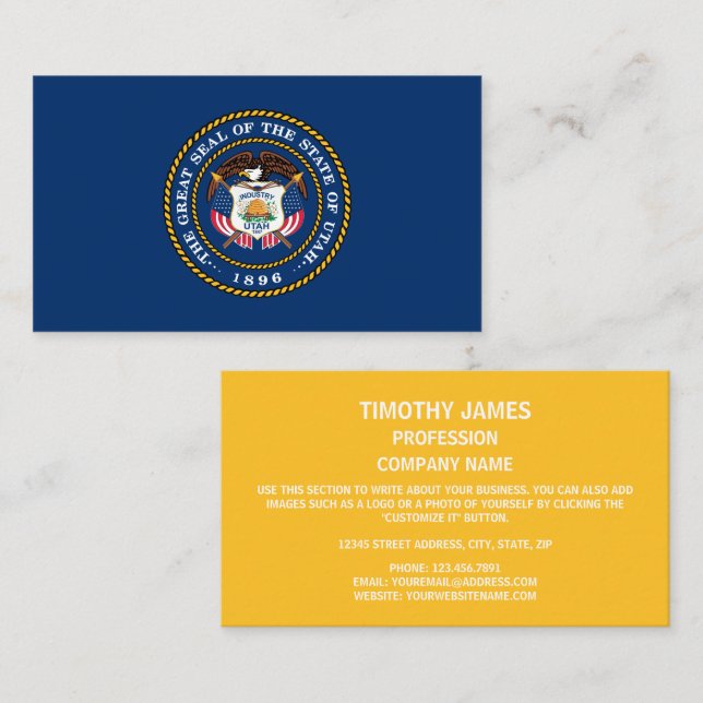 Carte De Visite Sceau de l'Utah, Sceau de l'Utah (Devant / Derrière)