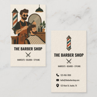 Carte De Visite Scène de barbier vintage coiffeur salon de coiffur