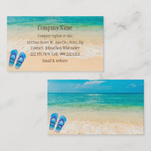 Carte De Visite Scène Plage Flip Flop Amusant Vacances Été Art Bus