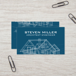 Carte De Visite Schéma d'impression bleu maison | Architecte