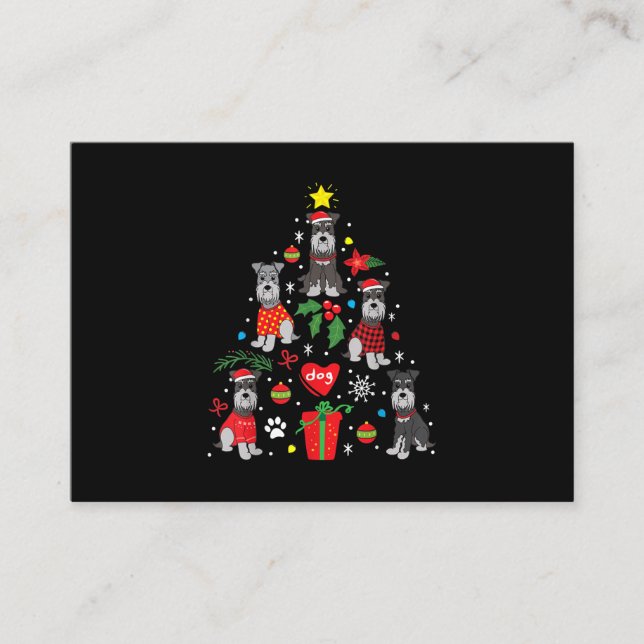 Carte De Visite Schnauzer Christmas Tree Ornement Funny Pet Dog (Devant)