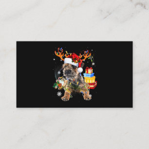 Carte De Visite Schnauzer Miniature père Noël avec lumières de Noë