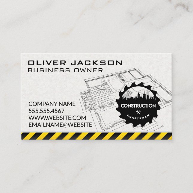 Carte De Visite Scie de construction | Skyline | Plan directeur (Devant)