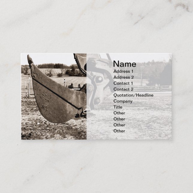 Carte De Visite scoop pour backhoe (Devant)