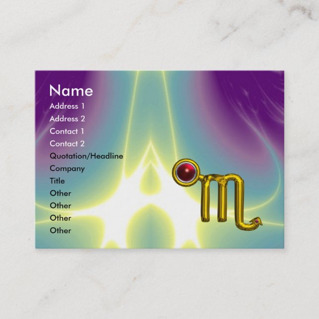 Carte De Visite SCORPIO ZODIAC ANNIVERSAIRE Grenade rouge (Devant)