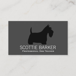 Carte De Visite Scottish Terrier Silhouette Noir sur Grey Scottie