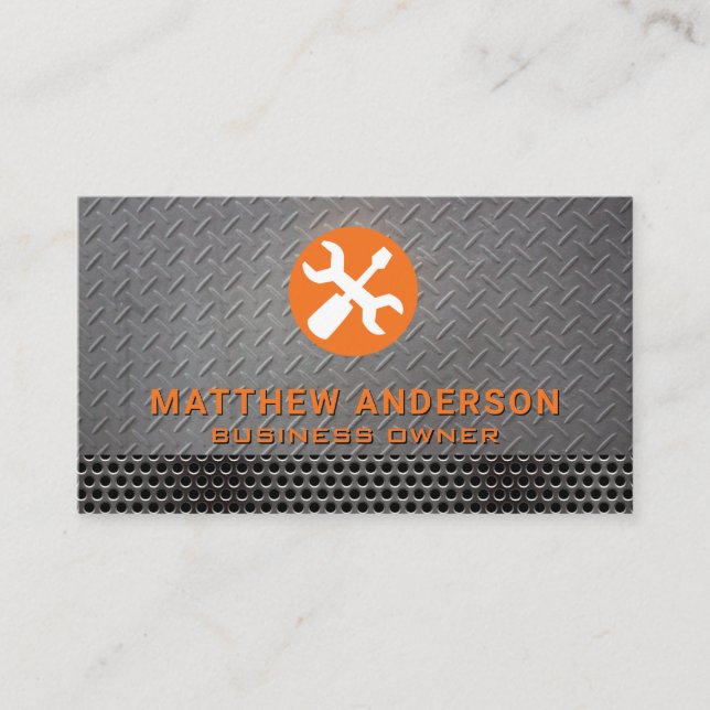 Carte De Visite Screw Driver Wrench | Metal Background | Steel (Devant)