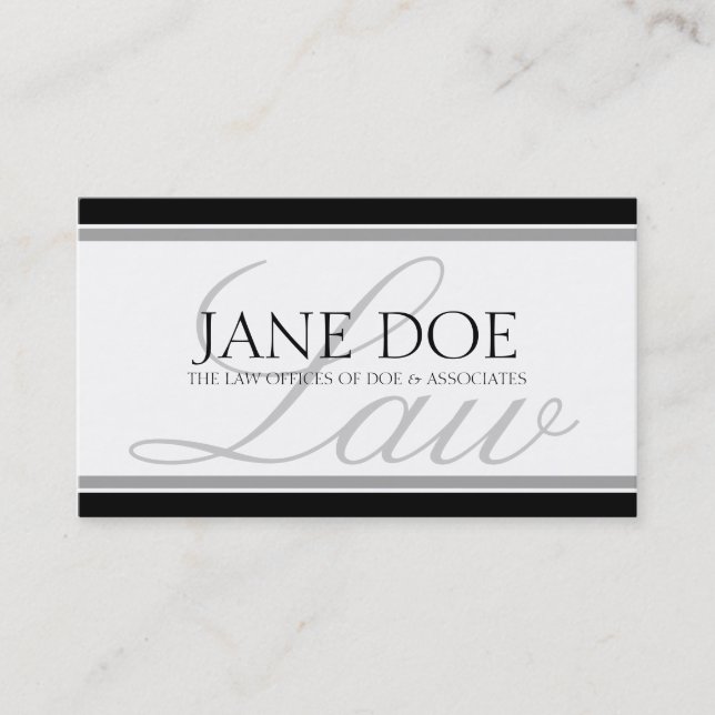 Carte De Visite Script Attorney Silver LAW (Devant)