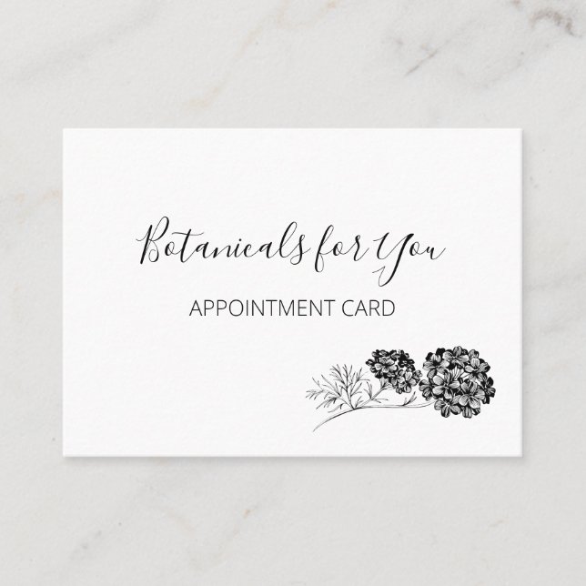 Carte De Visite Script botanique moderne et fleurs dessinées (Devant)