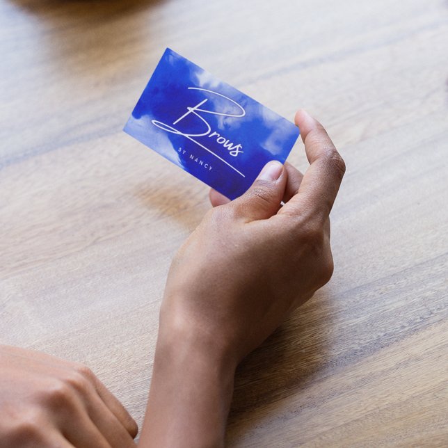 Carte De Visite Script Brosses de néon bleu (Créateur téléchargé)