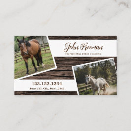 Carte De Visite Script Brown Bois Texture Cheval Photo Equine