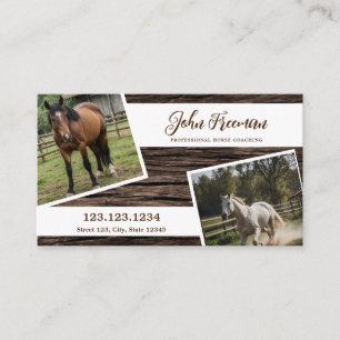 Carte De Visite Script Brown Bois Texture Cheval Photo Equine