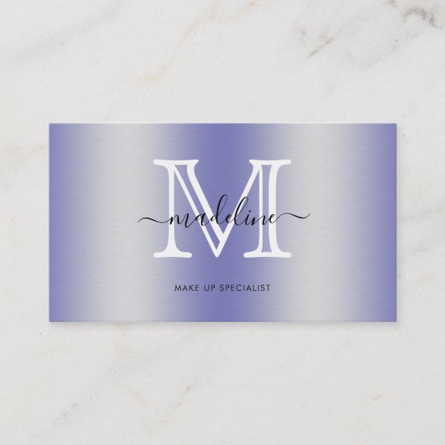 Carte De Visite Script brushed metal monogram (Devant)
