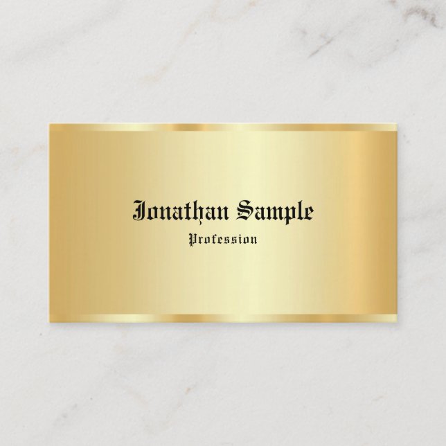 Carte De Visite Script Calligraphie Personnalisé Faux Gold Luxury  (Devant)