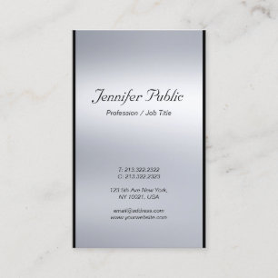 Carte De Visite Script classique moderne professionnel Silver Chic