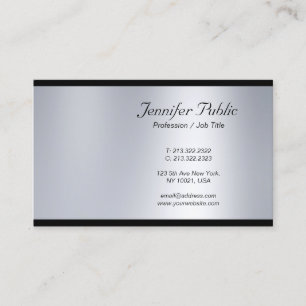 Carte De Visite Script classique moderne Silver Professional Luxe 