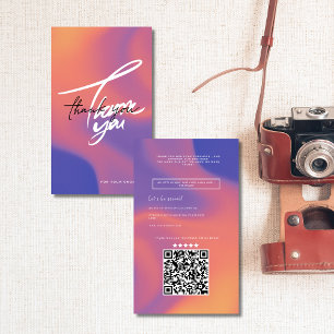 Carte De Visite Script couleur orange dégradant code QR merci