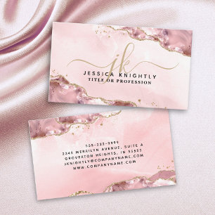 Carte De Visite Script d'agate rose vierge Monogramme Parties scin