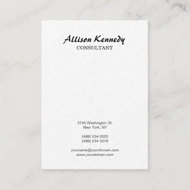 Carte De Visite Script de brosse blanche ultra épaisse de Chubby v (Devant)