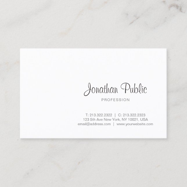 Carte De Visite Script de calligraphie moderne professionnelle élé (Devant)