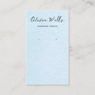 Carte De Visite Script de calligraphie Simple Bleu Boucles d'oreil