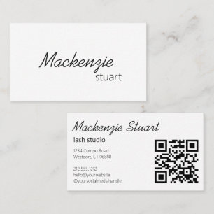 Carte De Visite Script de code QR de cheveux minimal élégant moder