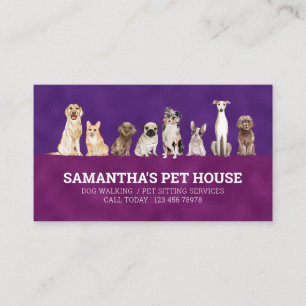 Carte De Visite Script de garde d'animaux Foliage Pink Dog groomER