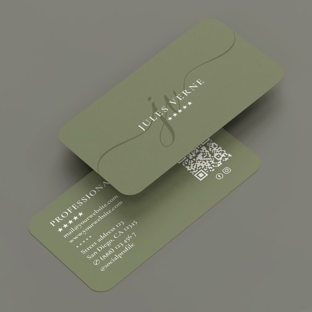 Carte De Visite Script de monogramme professionnel minimal (Minimal Professional Therapist Monogram Script Business Card
)