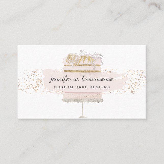 Carte De Visite Script de pâtisserie de boulangerie florale de gât (Devant)