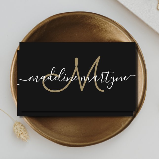 Carte De Visite Script de signature moderne élégant QR Code noir (Créateur téléchargé)