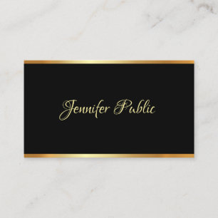 Carte De Visite Script de typographie professionnelle Black Gold M