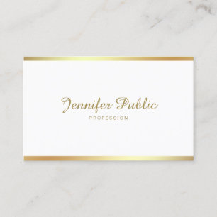 Carte De Visite Script Gold Calligraphie Moderne Sophistiqué Plai