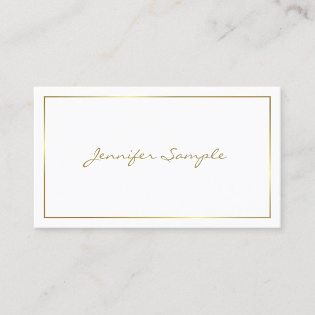 Carte De Visite Script Gold manuscrit tendance Glam Luxury Plain (Devant)