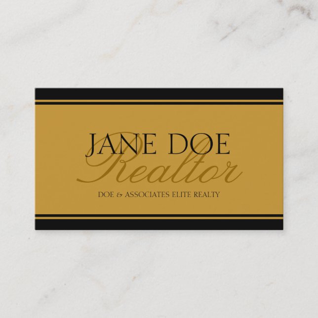 Carte De Visite Script Gold Realtor - Lettres disponibles - (Devant)