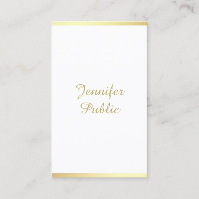 Carte De Visite Script Golden Calligraphie Creative Plutôt Moderne (Devant)