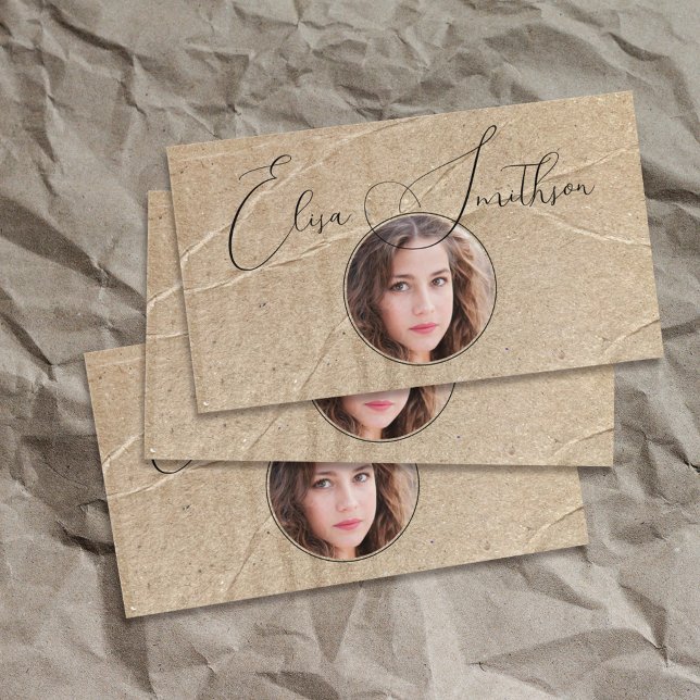 Carte De Visite Script & Grunge Social Media QR Code photo unique (Créateur téléchargé)